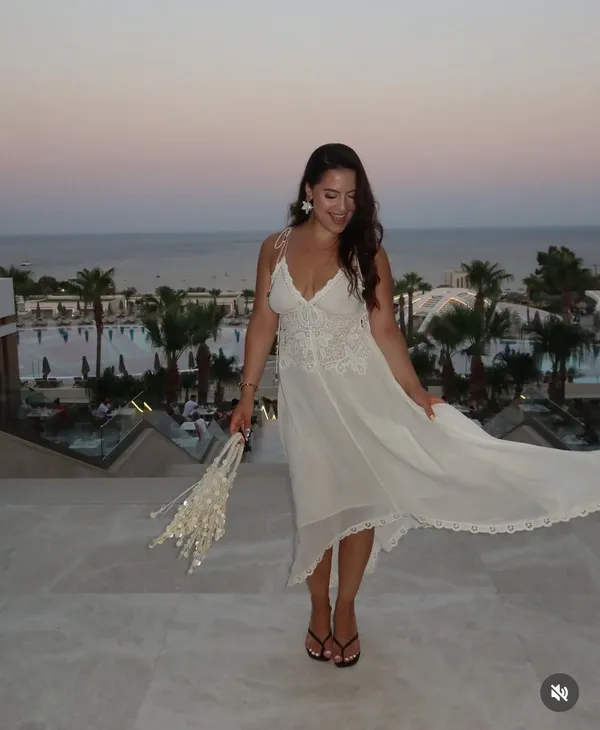 Zara Elegant White Lace Trim Dress beads cream boho hippie summer beach - Image 5