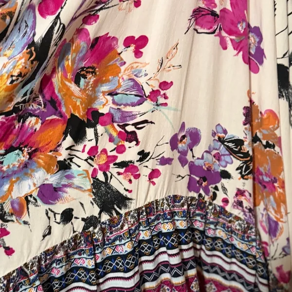 Umgee+ USA Women's Purple Orange Floral Mixed Print Bohemian-Style Dress Size 1X - Image 3