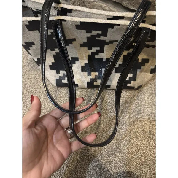 Kate Spade Telltale Twinkle‎ Tote Set Black Sparkle Cream Wool Houndstooth - Image 7