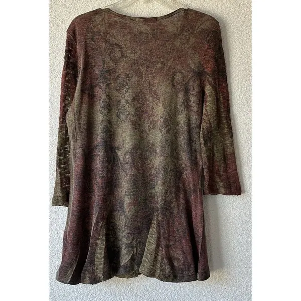Cactus Boho Women’s Tunic Shirt Scoop Neck Top Flared Hem Flowy Long Sleeve - Image 6