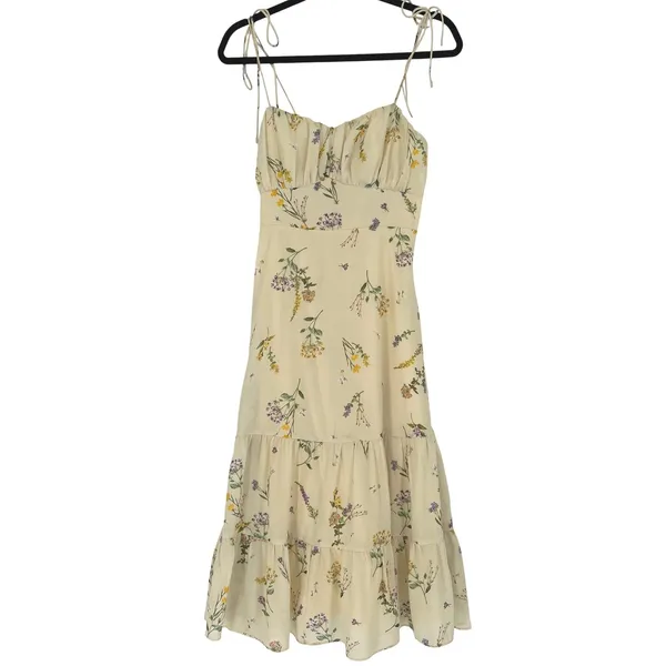 Showpo Wild Flowers Tie-Strap Cami Midi‎ Dress Size 4 Floral Y2K Garden Wedding - Image 6