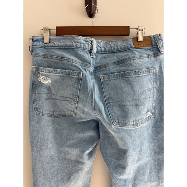 American Eagle Split Hem‎ Straight Leg Jeans Light Wash Distressed Denim 28 - Image 4