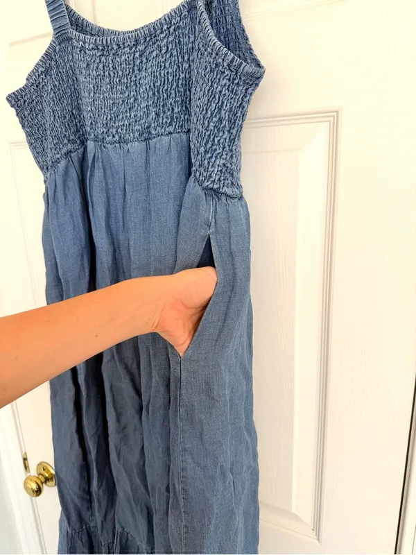 Marine Layer Selene Blue Maxi Dress Sleeveless XL - Image 7