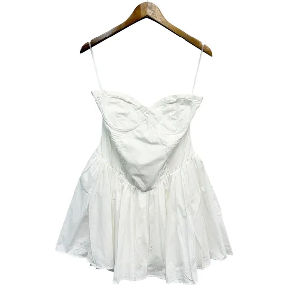 Showpo. Pink Diamond White Pleated Front Tulle Skirt Suzanna Mini Dress size 10 - Image 5