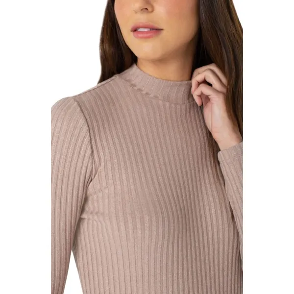 NWT Liverpool Mock Neck Ribbed Knit Top Sandstone Tan Size Large LM8229K61 - Image 2