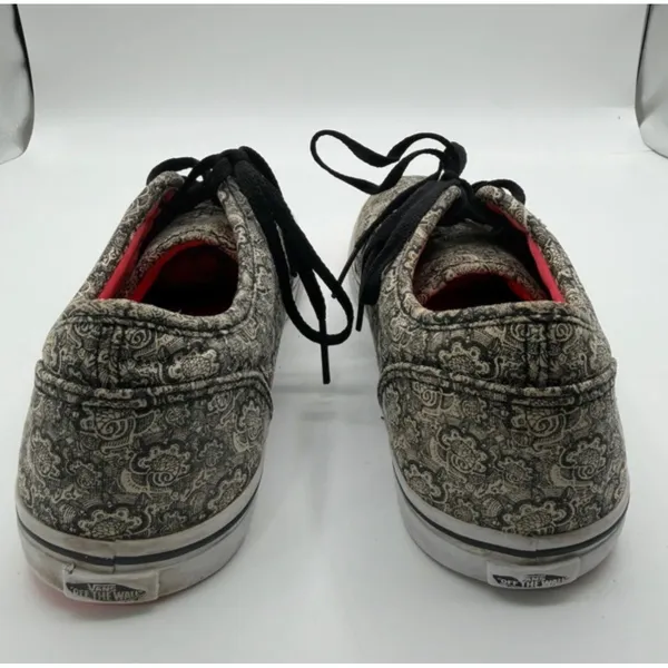 Vans Sneakers Paisley Floral Lace Print Low Top 8.5 Black Tan Streetwear Boho - Image 5