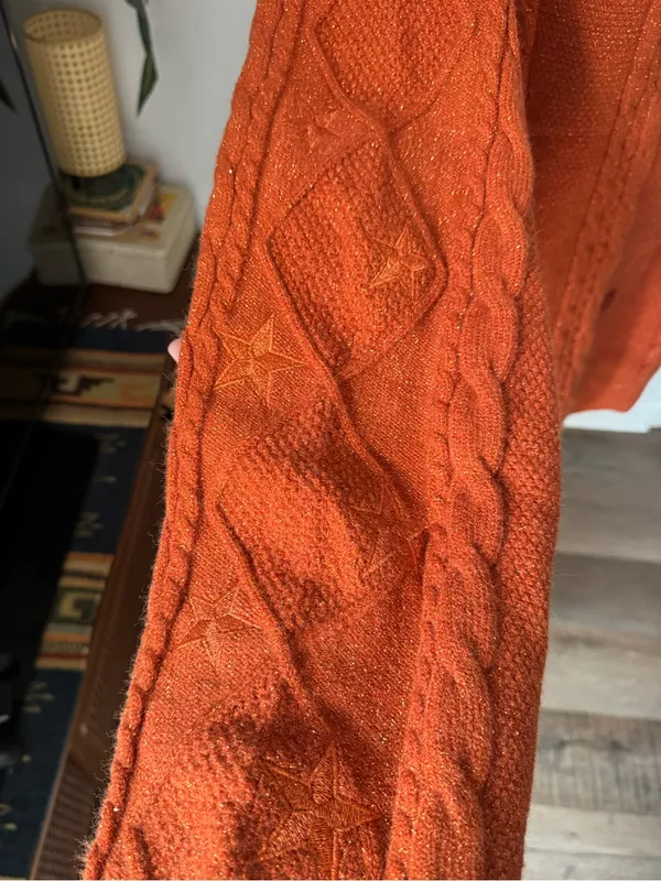 Official Taylor Swift The Life of a Showgirl Burnt Orange Cable Knit Cardigan - Image 3