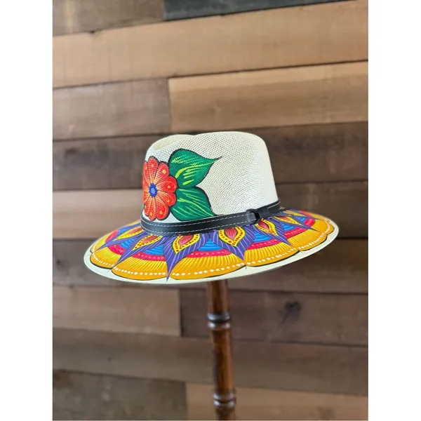Hand Painted Floral Fedora Hat Colorful Boho Festival Statement Hat - Image 2