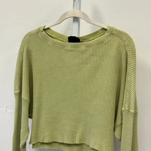 Out From Under Urban Outfitters Waffle Knit Cropped Thermal Top Sweatshirt Med - Image 3