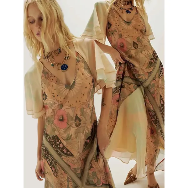 Free People Bohemian Witchy Celestial Nights Maxi Dress in Fairy Combo Medium - Image 6