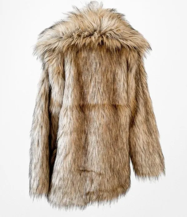 Nakd Fashion Brown Faux Fur Teddy Coat Jacket Size S - Image 7