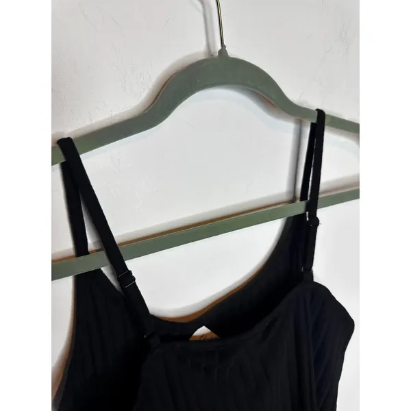 NWT LOFT Black Ribbed Lettuce Hem Cami Spaghetti Strap Tank Top Women Size S - Image 8