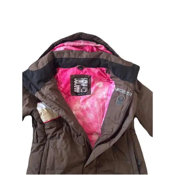 Oakley Women's Full Zip Ski Snowboard Jacket Brown Pink Small Down Puffer‎ Coat - Image 3
