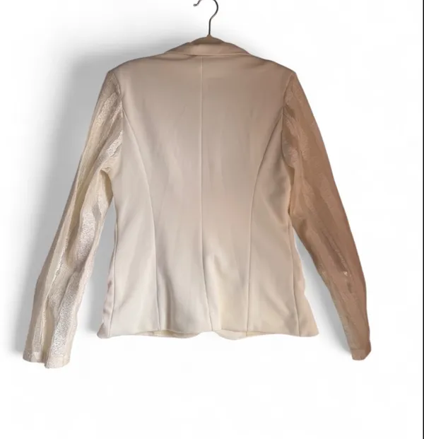 San Women's Cream Lace-Sleeve Blazer - Image 2