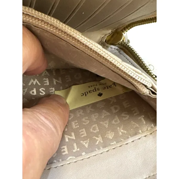 Kate Spade New York Womens Tan Leather Wallet With Zip Closure & Card Slots 8x4 - Image 9
