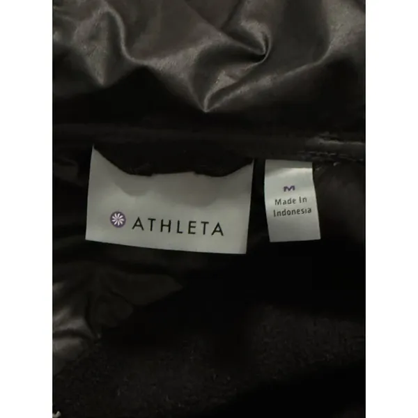 ATHLETA BLACK QUILTED & HOODED JACKET with DOWN Size M Puffer - Image 4