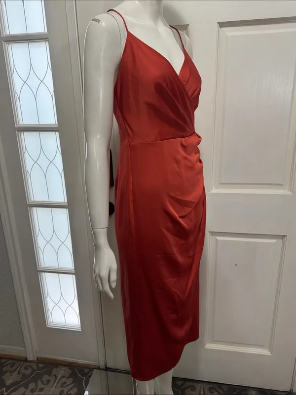 Jay Godfrey Prime Asymmetric Spaghetti Strap Satin Wrap Dress | Size 4 - Image 8