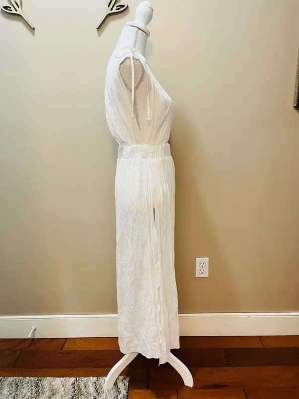 Sheer White Maxi Dress/Coverup Size Medium - Image 3