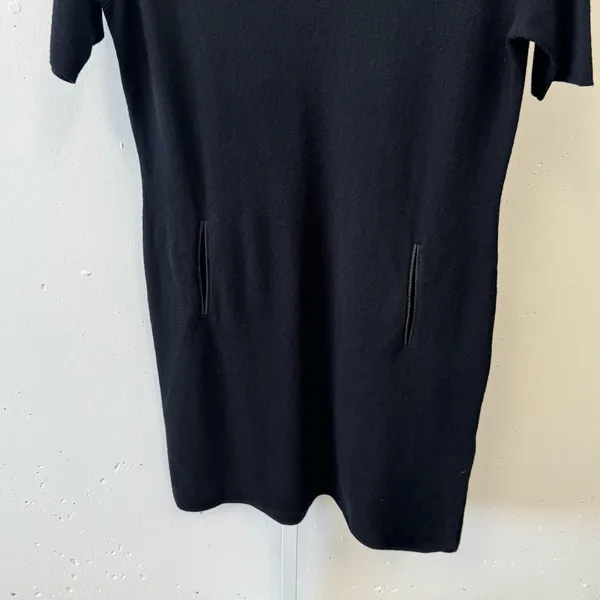 Brooks Brothers‎ Leather Combo Wool Knit Shift Midi Dress Black XL - Image 5