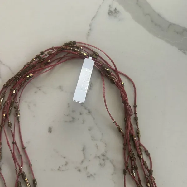 Anthropologie Serefina Multi-Strand Pink Beaded Necklace with Gold Accents - Image 2