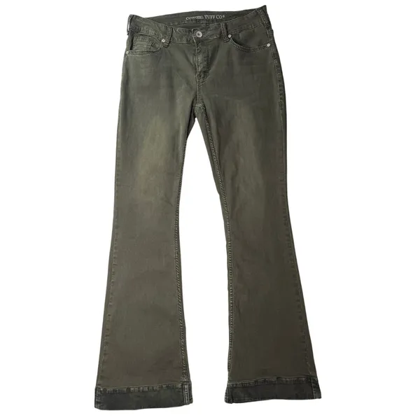 Cowgirl Tuff Tuff Flex Olive Green Trouser Flare Jeans 32x33 Western Coastal - Image 3