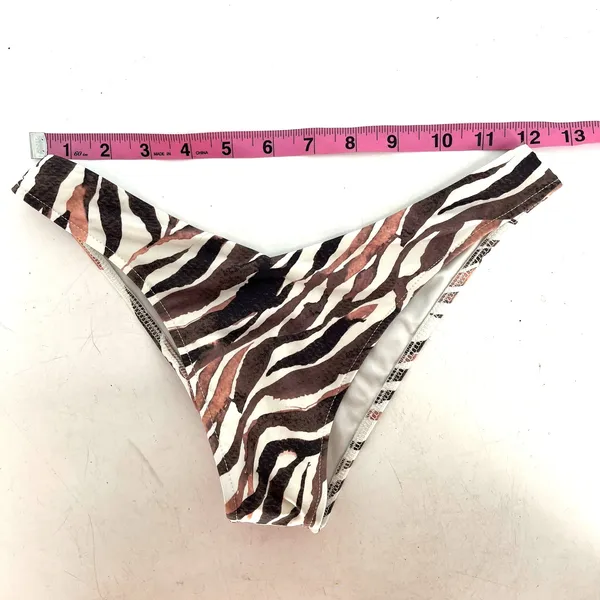 Frankies Bikinis Stormy Top M Kenza Bottom S Brown Zebra Animal Print Bikini Set - Image 5