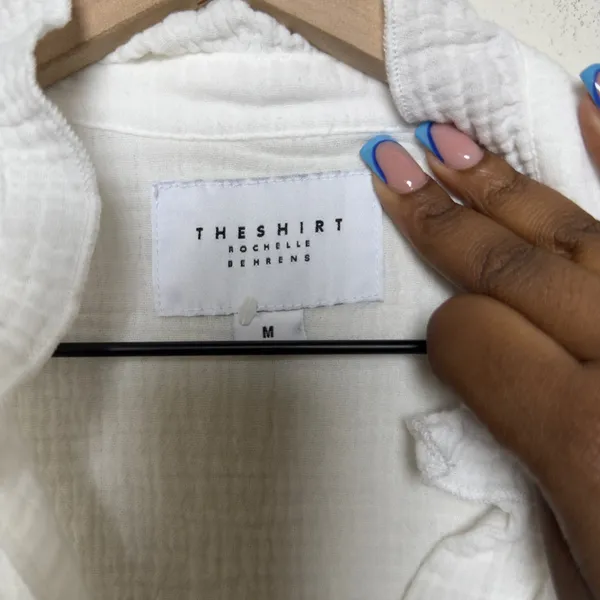The Shirt Rochelle Behrens Women Cotton Gauze Button Down Medium White Luxury‎ - Image 3