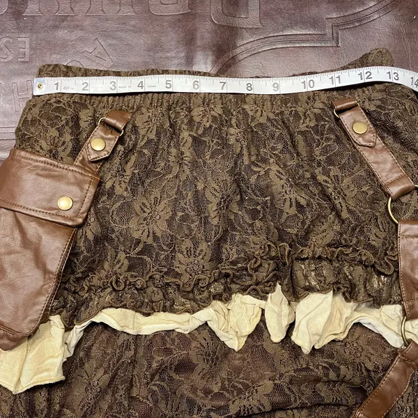 Spirit Halloween Steampunk Costume Skirt Vest Mask Adult M/L Brown‎ Gothic Gears - Image 15