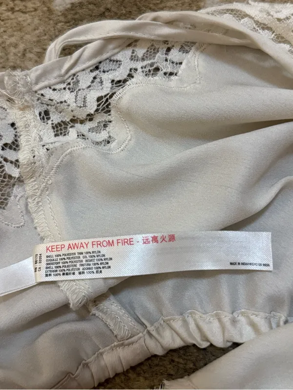 Free People Ivory Lace Satin Cropped Cami Tank Top XS Romantic Lingerie Y2K - Image 8
