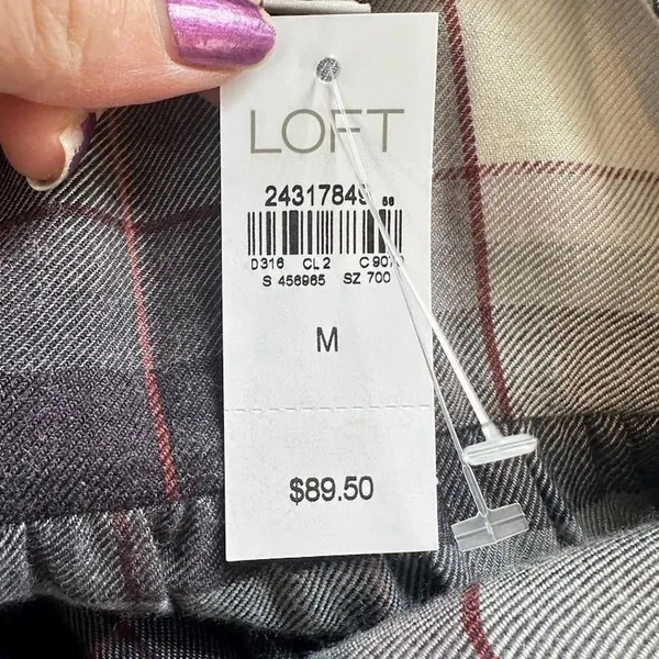 Loft Plaid Button Popover Long Sleeve Swing‎ Shirt Dress Size Medium Belt - Image 6