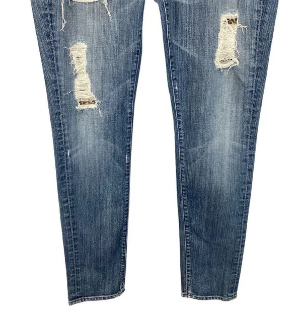 7 For All Mankind Distressed Skinny‎ Jeans Roxanne Style Size 31 Denim Low-Rise - Image 6