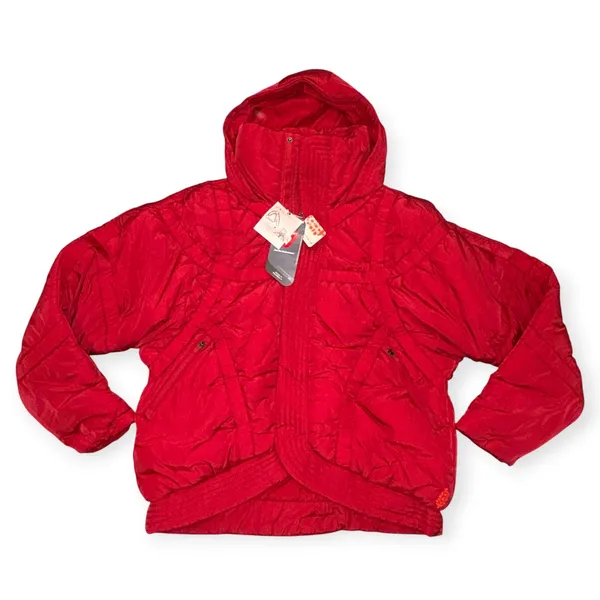 NEW With Tag Free People Movement Cranberry Red Shirr Enough Primaloft Insulated Puffer Coat Jacket Small - Image 5