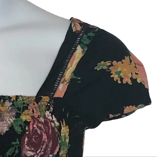 Band of Gypsies Floral Smocked Mini Dress S Western Romance Festival Boho - Image 9