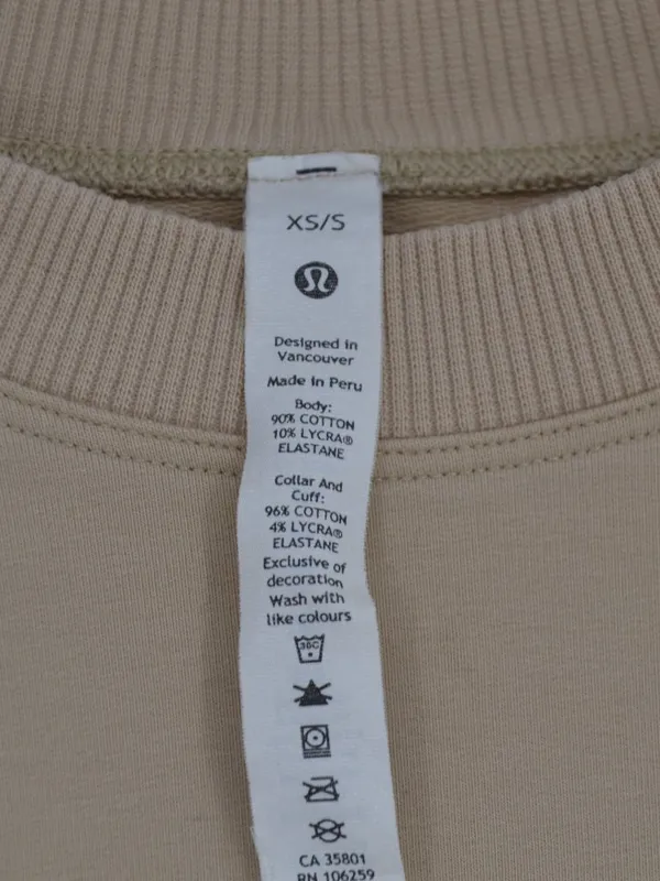 Lululemon Cropped Crewneck Sweatshirt Balloon Sleeve Tan XS/S - Image 5