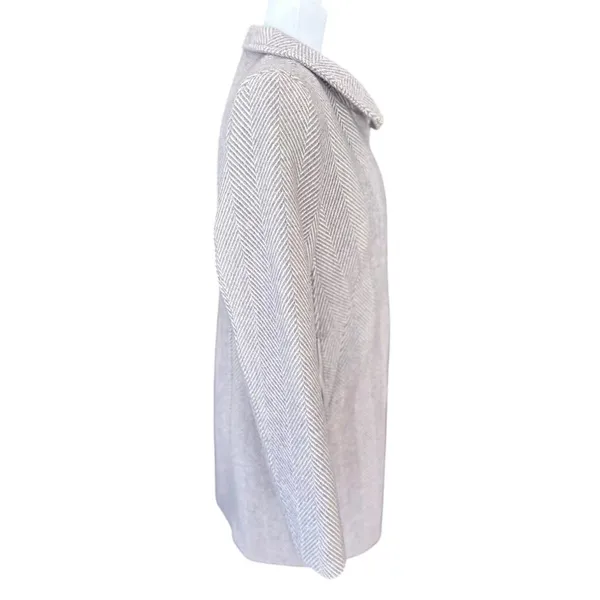 LOFT Lilac Wool Blend‎ Pea Coat Jacket Herringbone Asymmetric Zip Pockets Small - Image 3