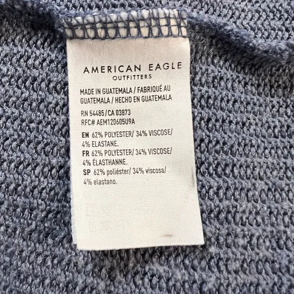 American Eagle Top Womens XL‎ Blue Knit Tie Front Button Up Long Sleeve V-Neck - Image 9
