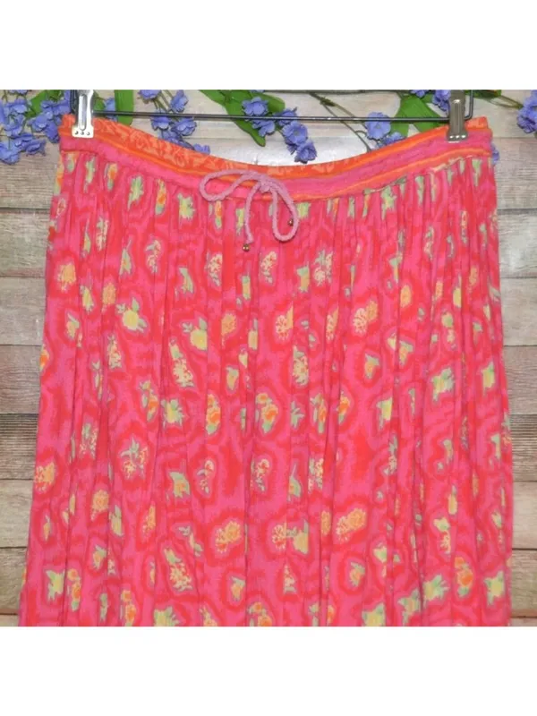 Vintage 90s Y2K Victoria Holley Floral Rayon Maxi Skirt Pink Boho Cottage Size M - Image 3