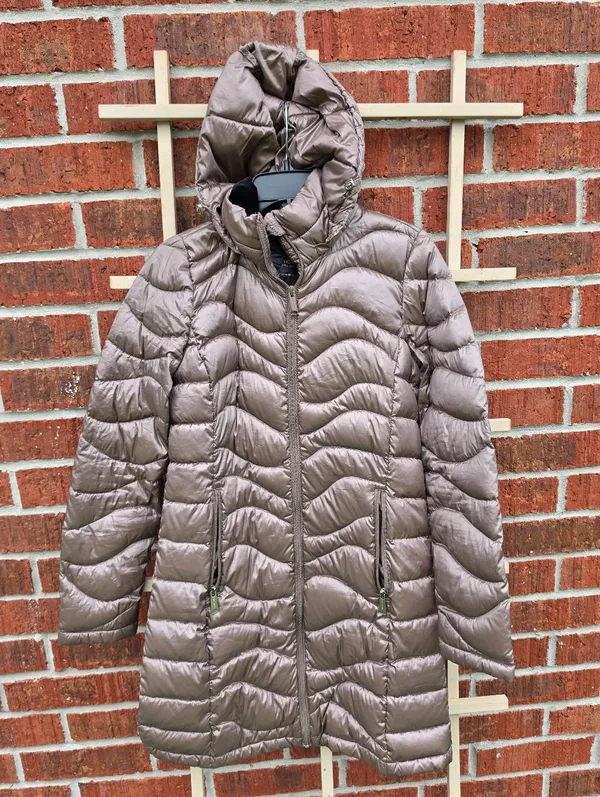 Andrew Marc Packable Lightweight Premium Down Puffer Coat Long Midi XS Bronze - Image 2