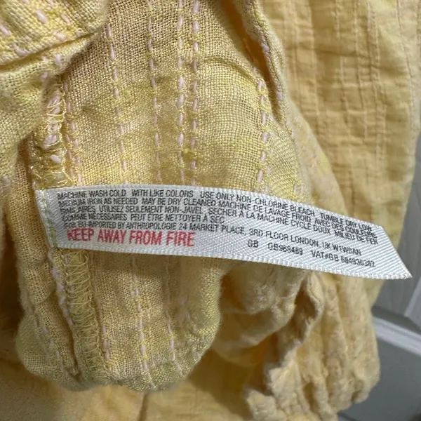 Maeve Anthropologie Butter Yellow Linen Sleeveless Button Up Top Chest Pockets 0 - Image 7
