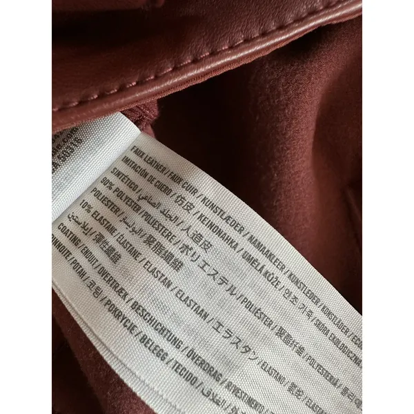 Abercrombie & Fitch Mini Skirt Size Medium Brown Faux Leather Button & Tie Front - Image 4