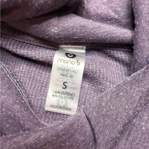 ✨💜 Mono B Cropped Cowl Neck Long‎ Sleeve Top Purple Size S 💜✨ - Image 4