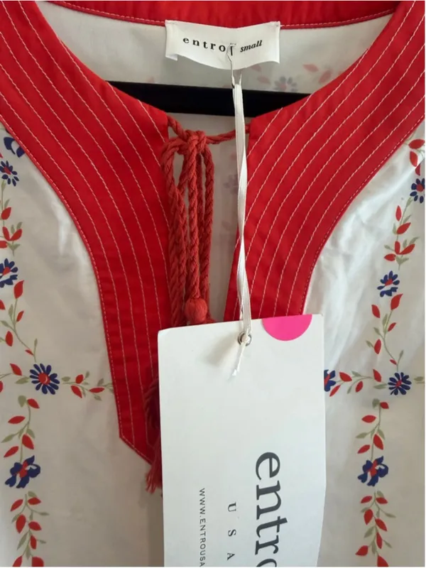Entro Garden Floral Babydoll Mini Dress in Tomato Size S - Image 6