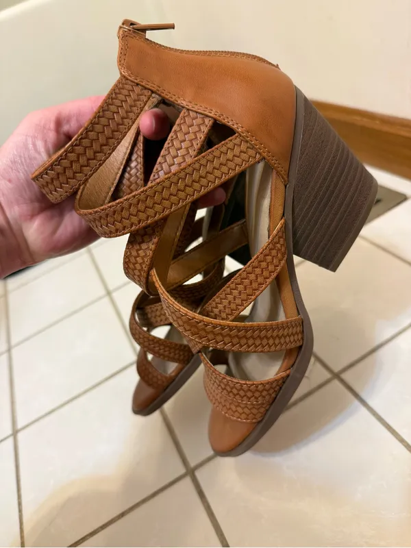 FRYE AND CO. | Gale Cognac Braided Strappy Block Heel Sandals - Image 12