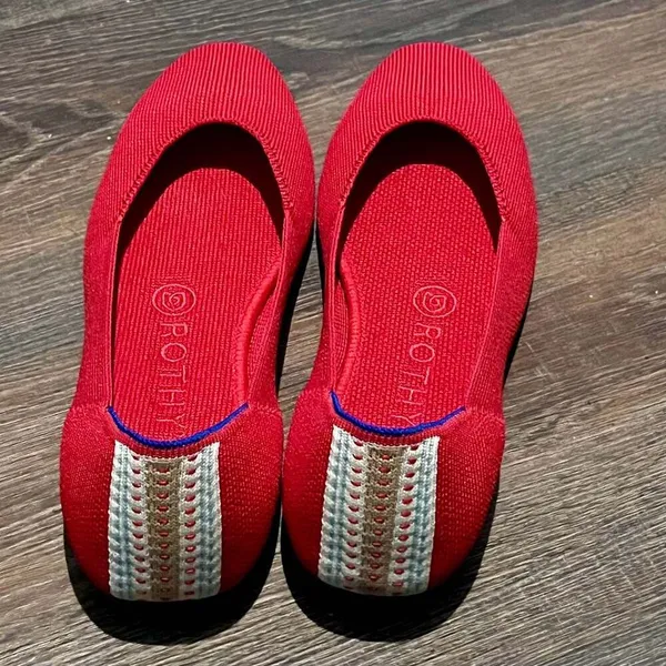Rothy's Women's The Flat in Cardinal Red Round Toe Knit Ballet Flats Size 7 - Image 3