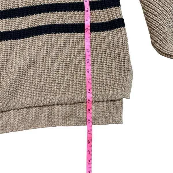 Old Navy Mock-Neck Tunic Sweater Knit Tan and Black Stripe XS - Image 8