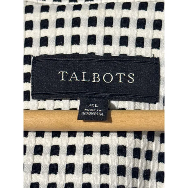 Talbots Blazer Womens XL Black White Checkered Career Jacket Lined - Image 3