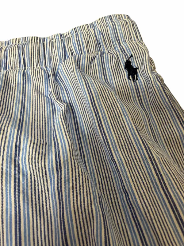 Polo Ralph Lauren XXL Blue White Stripe Cotton Pajama Lounge Pants Cropped Pony - Image 2
