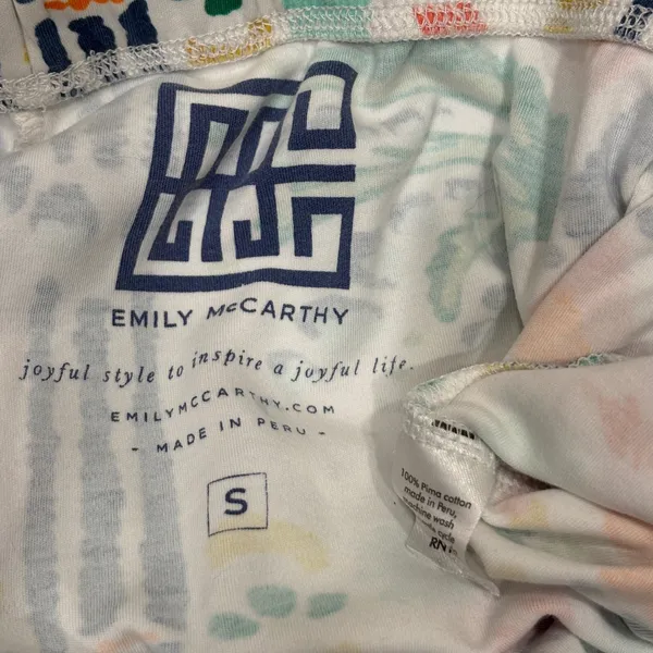 Emily McCarthy Ikat Jungle Tropical Multi Print Pima Cotton Pajama Shorts Small - Image 7
