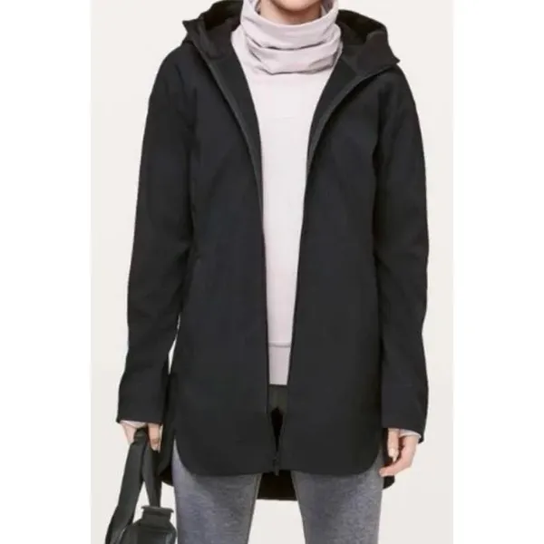 Lululemon Glyde Along Black Hooded Softshell Full‎ Zip Jacket Womens Size 4 - Image 9