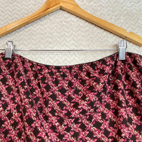 NYCC Y2K Vintage Pink Brown Elastic‎ Waist A-Line Gored Hem Midi Skirt Medium - Image 5